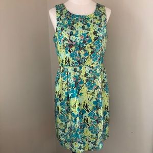 Allie Dress in Aqua Floral, 100% silk